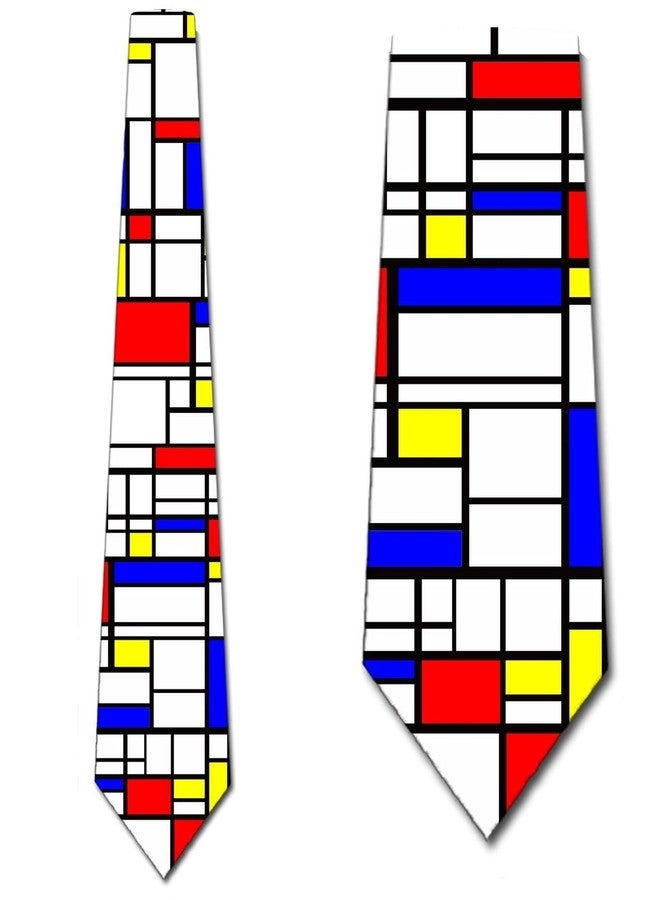 Three Rooker Art Ties Mens Abstract Piet Mondrian Necktie - Image 2